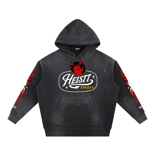 Vintage Washed Frayed Fleece Hoodie